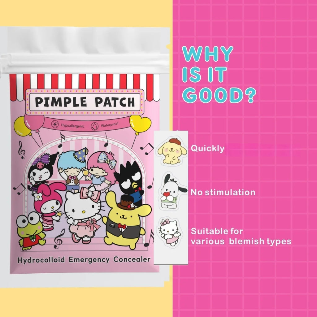 100PCS Hello Kitty Cute Face Stickers, Hydrocolloid Pimple Patches for Invisible Blemish Concealing