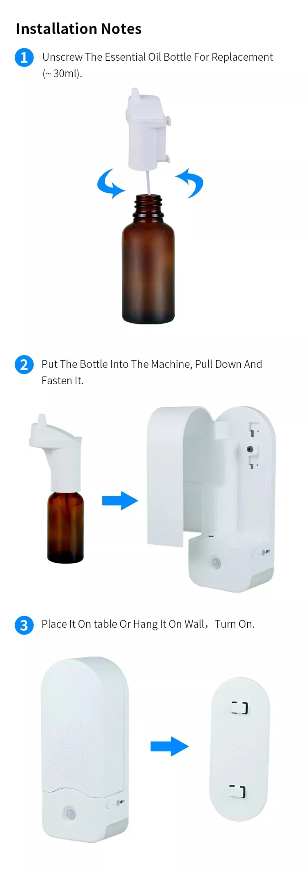 Waterless Aroma Diffuser  Wall Mounted Room Fragrance Essential Oil Aromatherapy Machine Night Light Home Toilet Aroma Machine