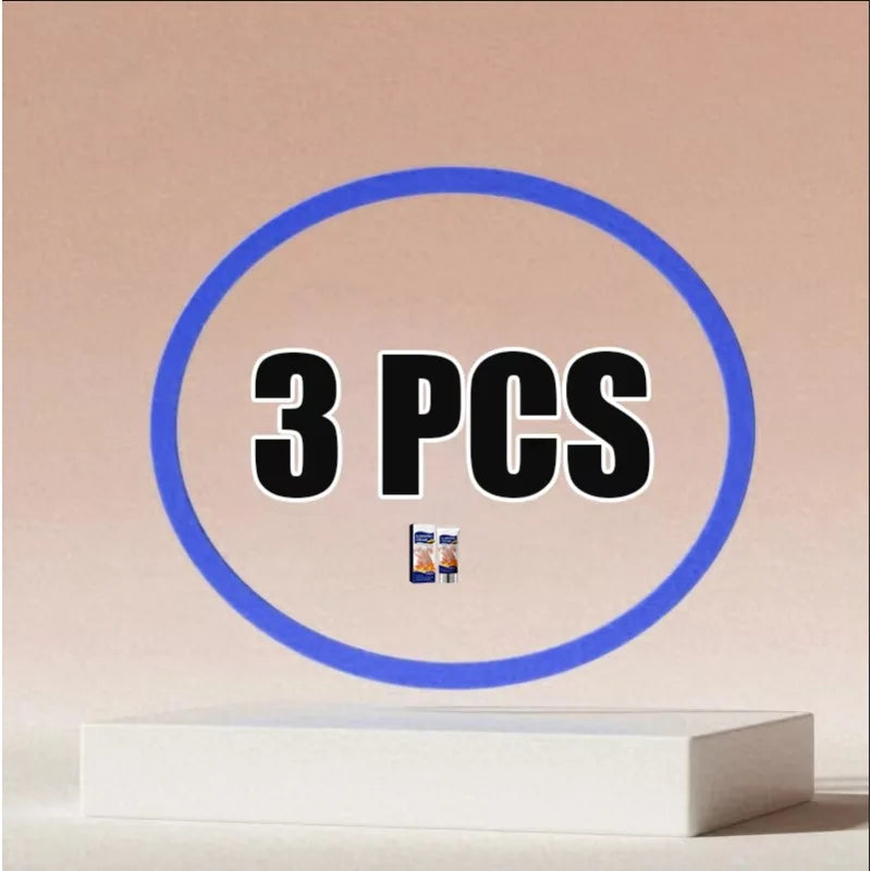 Three-piece weight loss cream set in blue and white tubes on a white pedestal, promoting everyday health use.