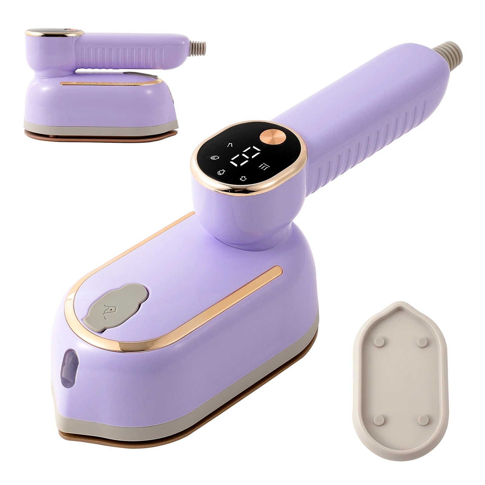 Tidesmit foldable handheld clothes steamer showing 3 heat settings for fast fabric wrinkle removal at home or travel
