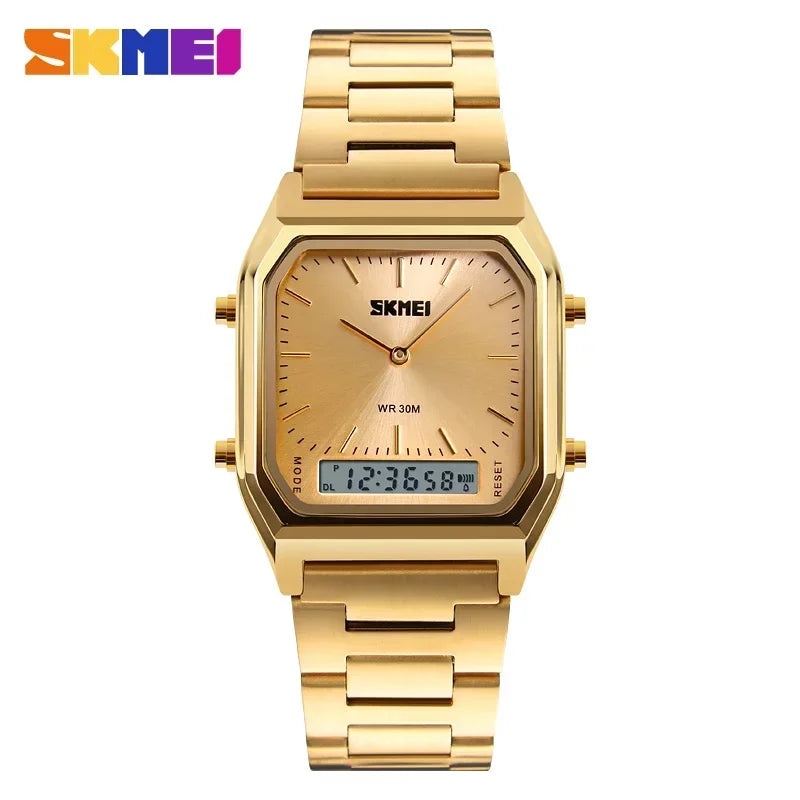 SKMEI 1220 Digital Quartz Watch for Men Sports Chronograph Waterproof Stainless Steel Shockproof Mens Wristwatches Reloj Hombre