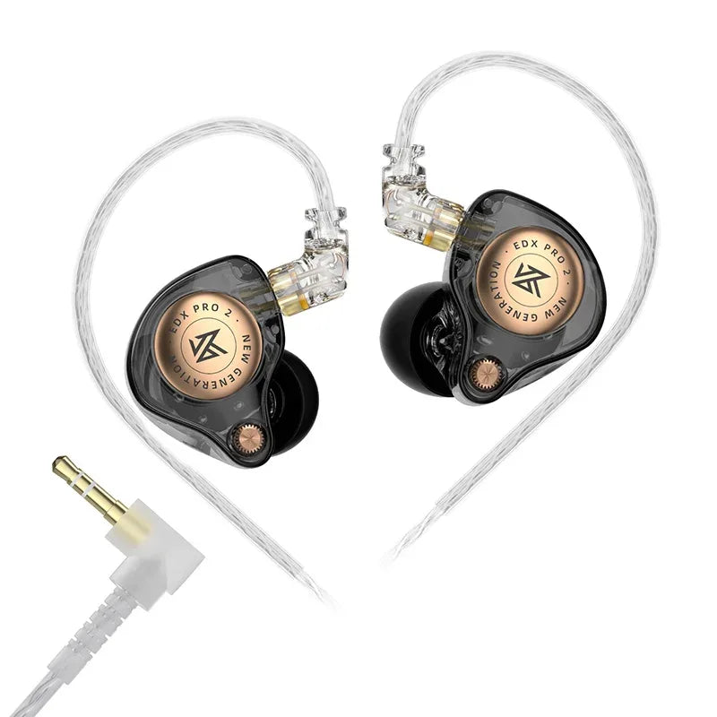 KZ EDX Pro 2 Hi-Fi Wired Earphones Dynamic Dual Drivers | Tidesmit Black NO MIC 3.5MM Tidesmit