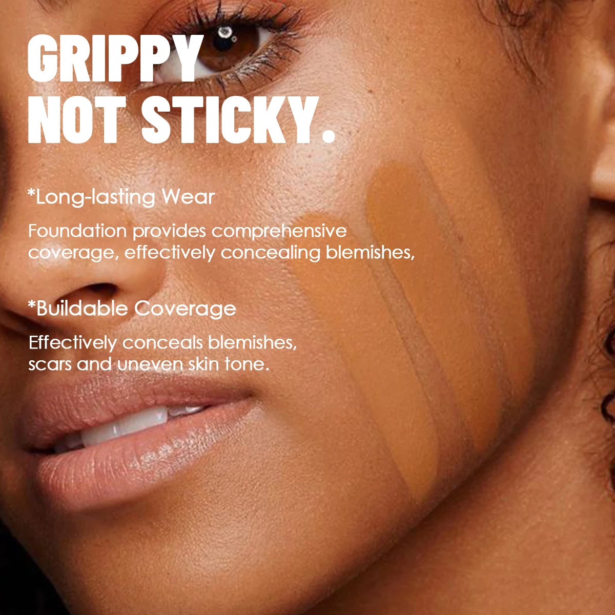 Tidesmit full coverage oil control face foundation long lasting waterproof makeup texture close up
