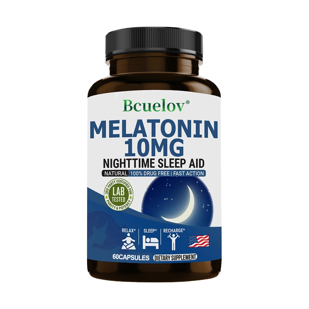 Bcuelov Melatonin 10 Mg Supplement Fast Natural Extended Rest Sleep Aid Insomnia Vitamins