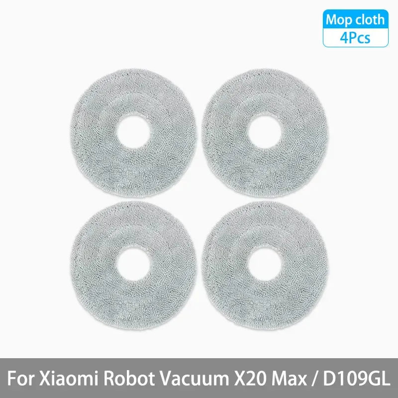Robot vacuum replacement mop cloths, gray circular pads with center holes (4-pack)