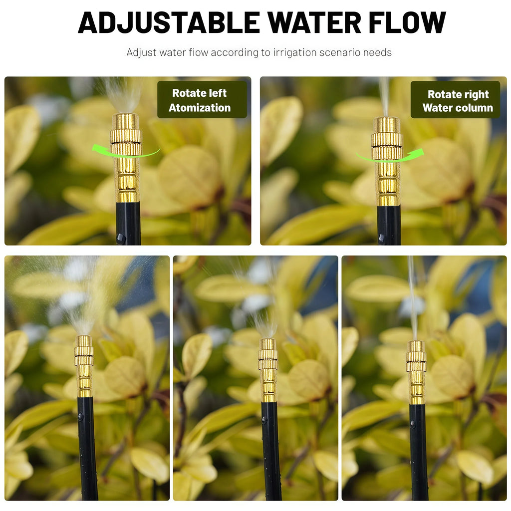 Garden 5 30M 8mm PE Hose 20cm 360 Bending Brass Nozzle Spray Kit Atomized Automatic Irrigation Equipment Plants Mist Watering System