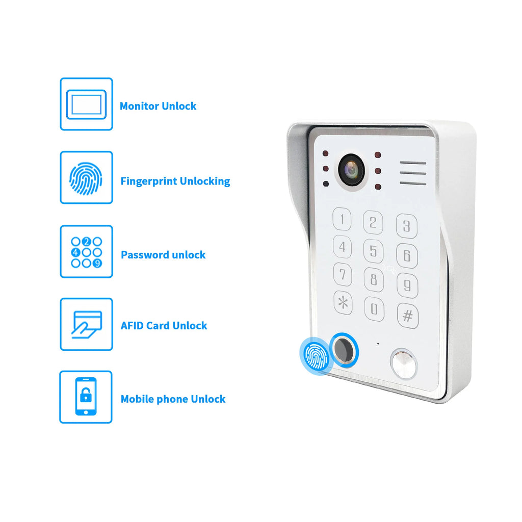 ANJIELO Fingerprint IC Card Password 3in1 Unlock Doorbell Video Intercom for Home 1080P 148° Wide View  4-wired System