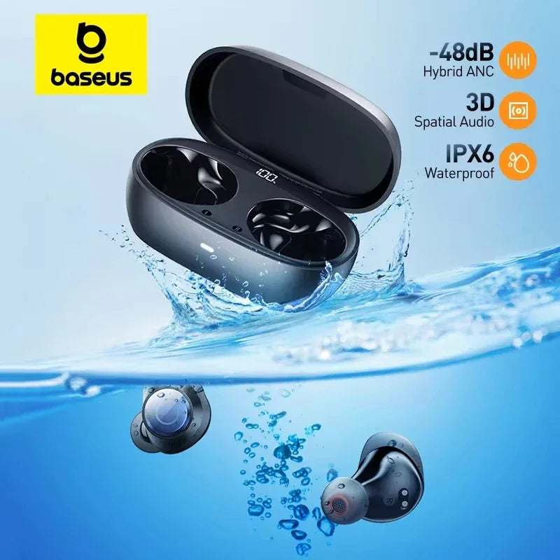 Baseus Bowie MA10 Pro ANC Wireless Earphones 48dB Hybrid ANC Bluetooth 5.3 Earbuds IPX6 Waterproof 4-Mics ENC Sports Headphones Tidesmit