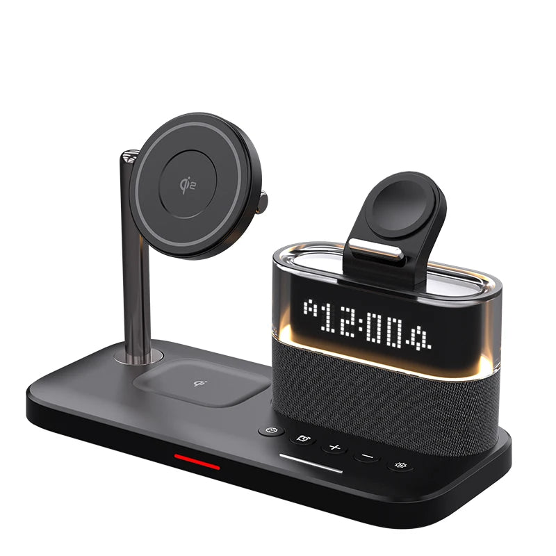 3-in-1 MagSafe Wireless Charger Station with RGB Alarm Clock Metal black Tidesmit