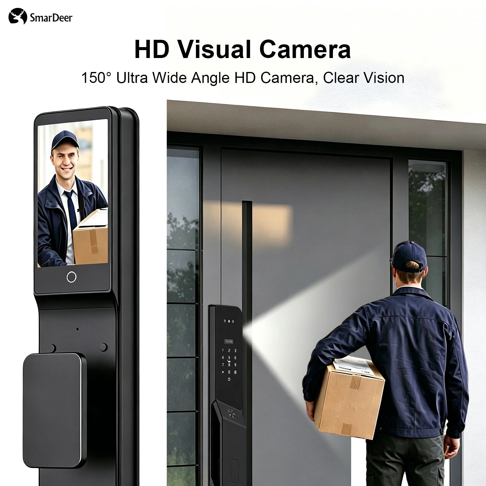 SmarDeer ﻿IS 6590 IP66 Waterproof Outdoor Smart Lock,Face & Palm Vein Recognition lock with Hebrew Menu,Tuya App Video Call