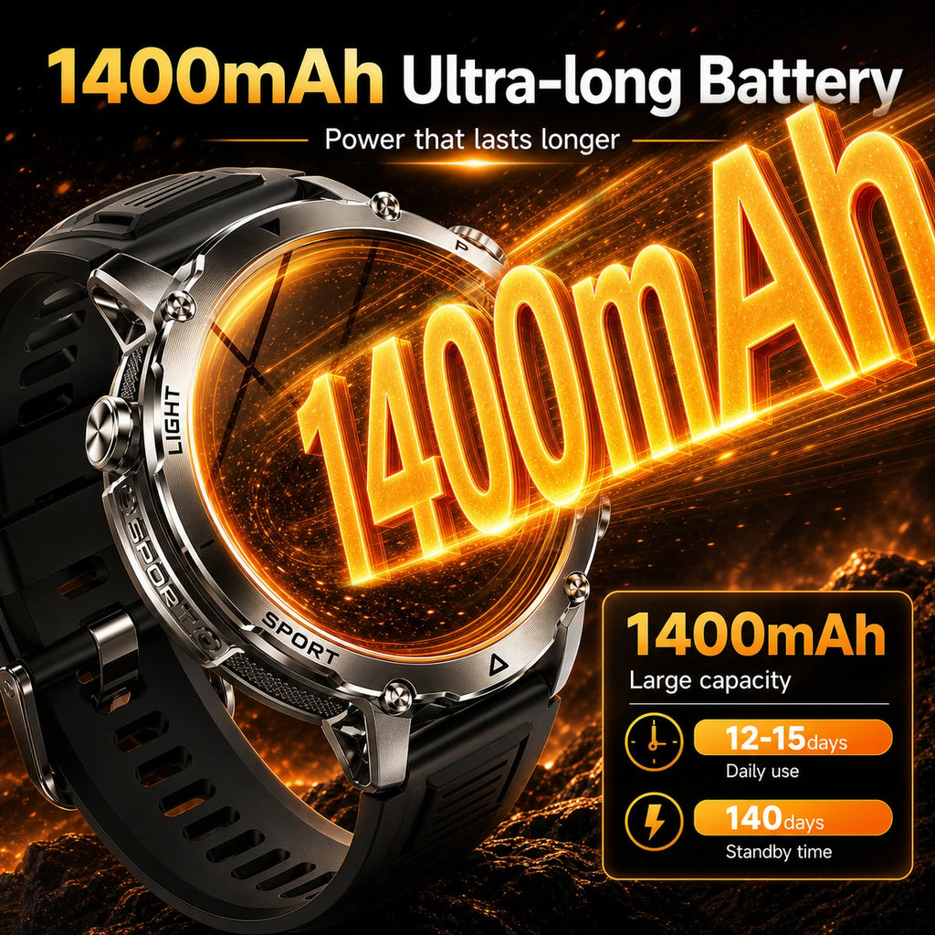New GPS Sapphire Glass Smartwatch Business men 1.7-inch AMLED Screen Clock 1400mAh Battery 10ATM waterproof Titanium alloy Watch