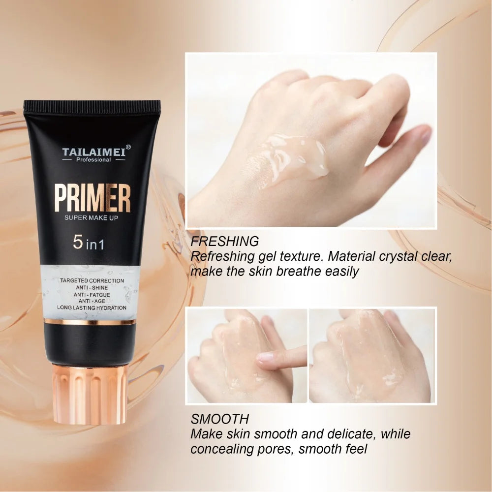 Tidesmit 5 in 1 oil control face primer gel texture detail for long lasting moisturizing makeup base