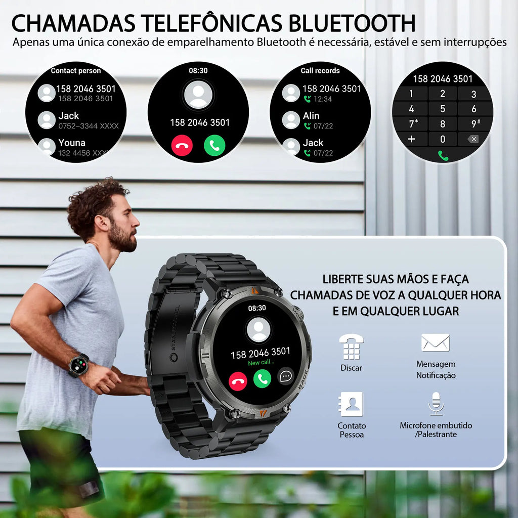 EIGIIS KE3 2025 New Bluetooth Call smartwatch for men Full Touch Screen With Health Monitor heart rate Flashlight Smart watch