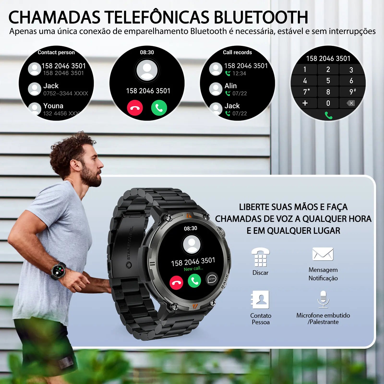 EIGIIS KE3 2025 New Bluetooth Call smartwatch for men Full Touch Screen With Health Monitor heart rate Flashlight Smart watch