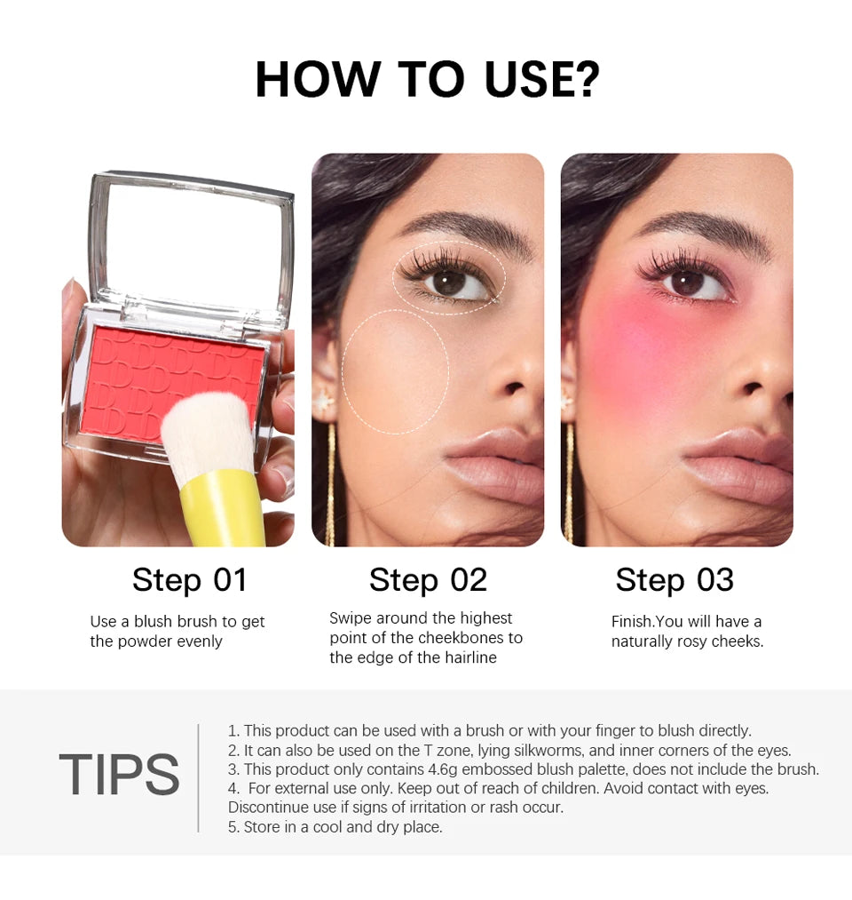 Tidesmit blush matte natural cheek tint for face contouring showing soft waterproof powder texture detail view