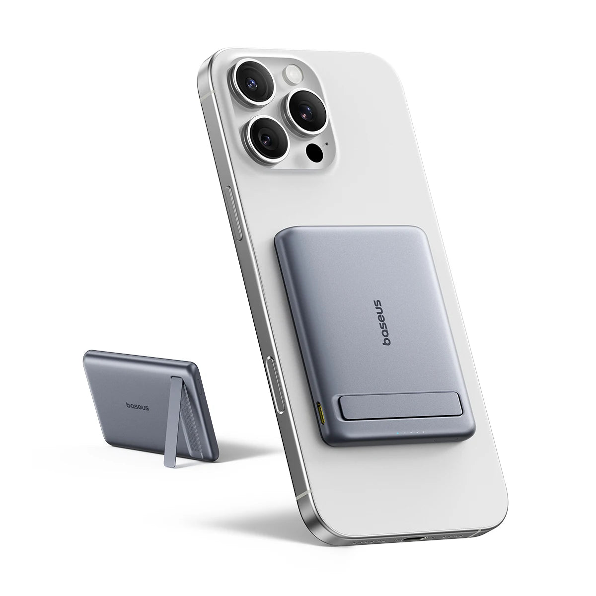 Magnetic Power Bank 5000mAh Wireless Charger with Kickstand Grey 5000mAh China Mainland Tidesmit