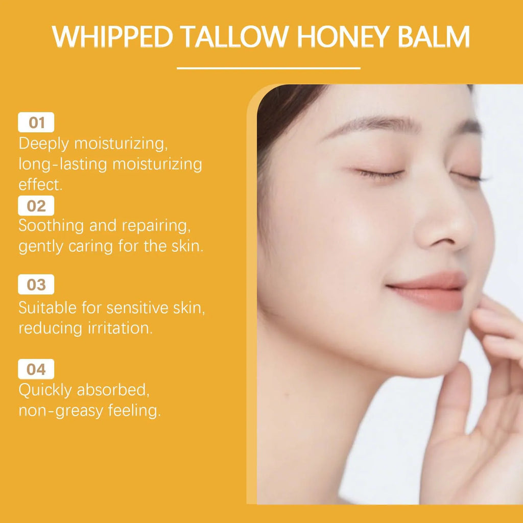 Beef Tallow Honey Balm Deep Hydrating Soft Smooth Skin Damage Care Tighten Fine Lines Facial Moisturizer Rejuvenating Face Cream