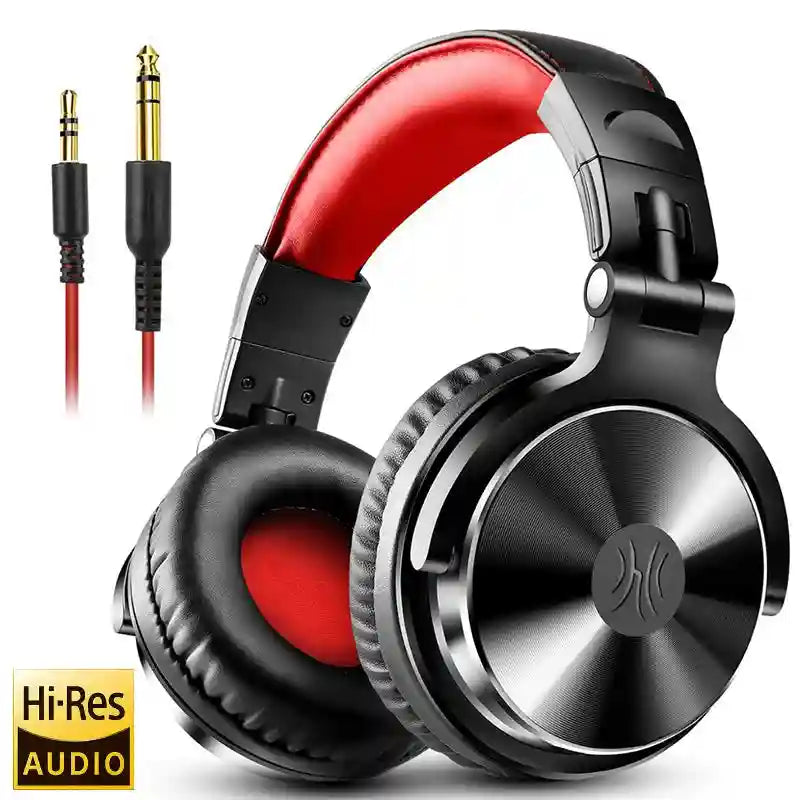 Wired Studio Monitor Headphones: Over-Ear Audio with Low Latency Red Tidesmit