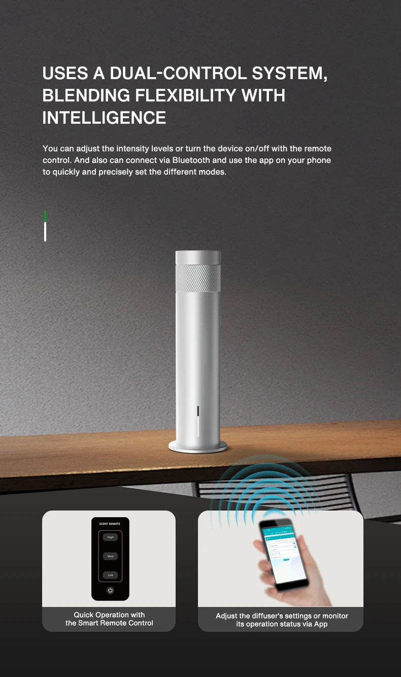 Home Waterless Essential Oil Diffuser Smart Aroma Scent Diffuser APP Control Large Coverage for Hotel Living Room Office Bedroom