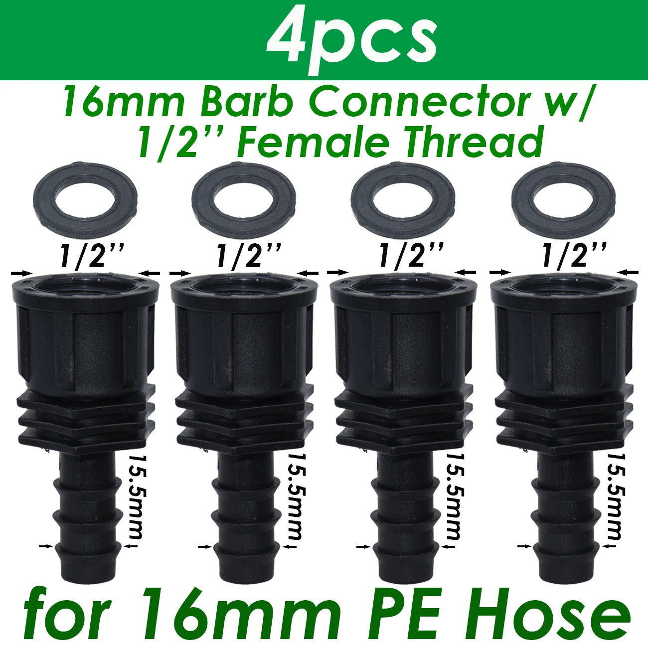 1/2" 3/4" Male Female Thread Connector To Barb 16mm 20mm 25mm PE Hose Adapter Tee Elbow Garden Irrigation Drip Watering System