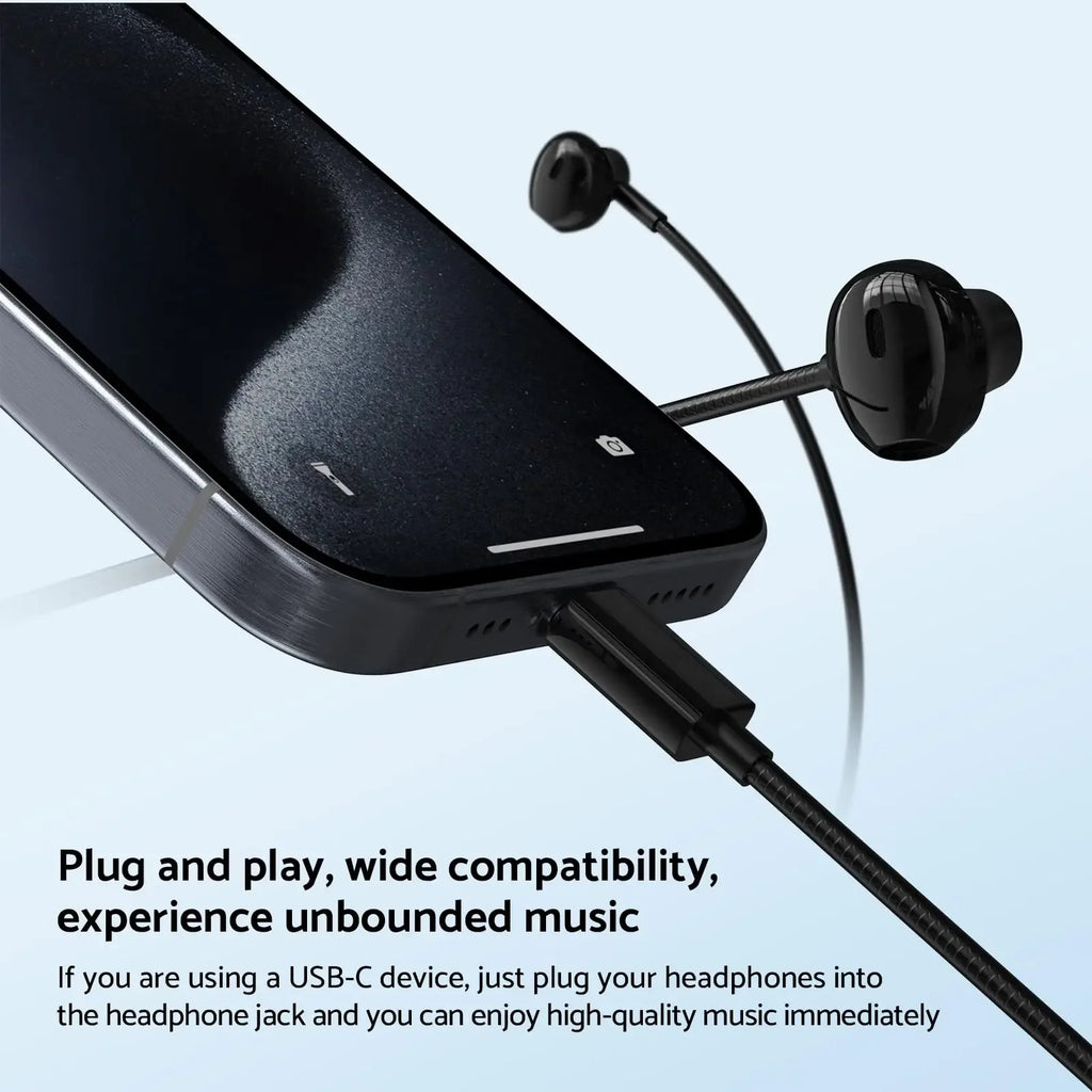Tidesmit USB C Wired Headphones - HiFi Stereo Audio with Mic Tidesmit