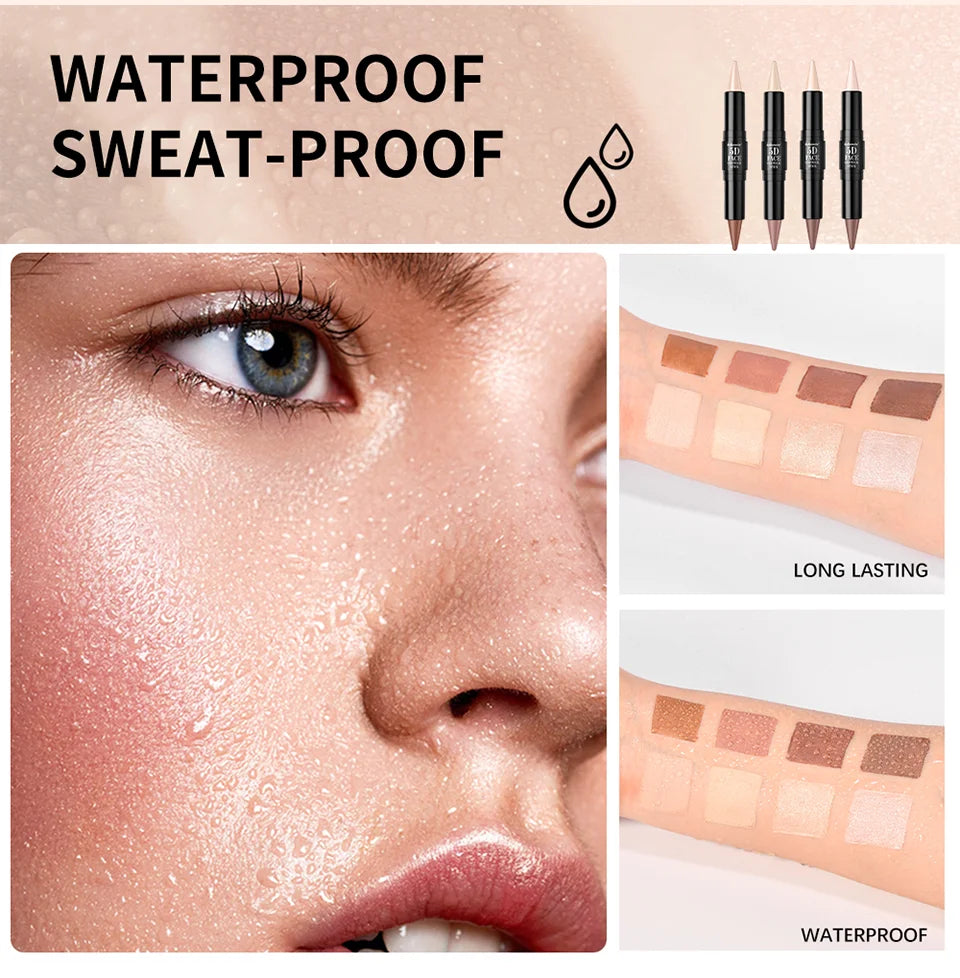 Tidesmit double-headed contouring stick with highlighter for V face sculpting and defined nose bridge makeup