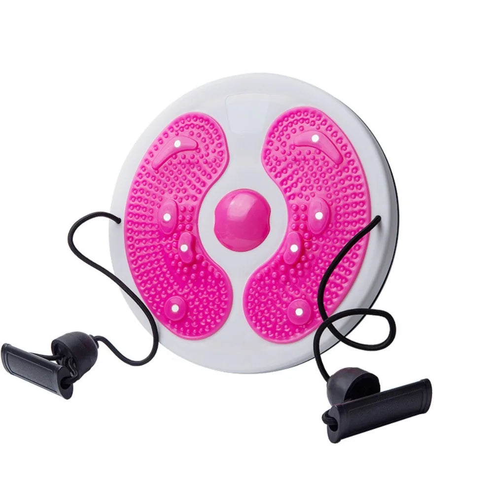 Waist Twisting Disc with Pull Ropes - Non-Slip Portable Fitness Tool Body Shaping Massage Equipment Pink Tidesmit