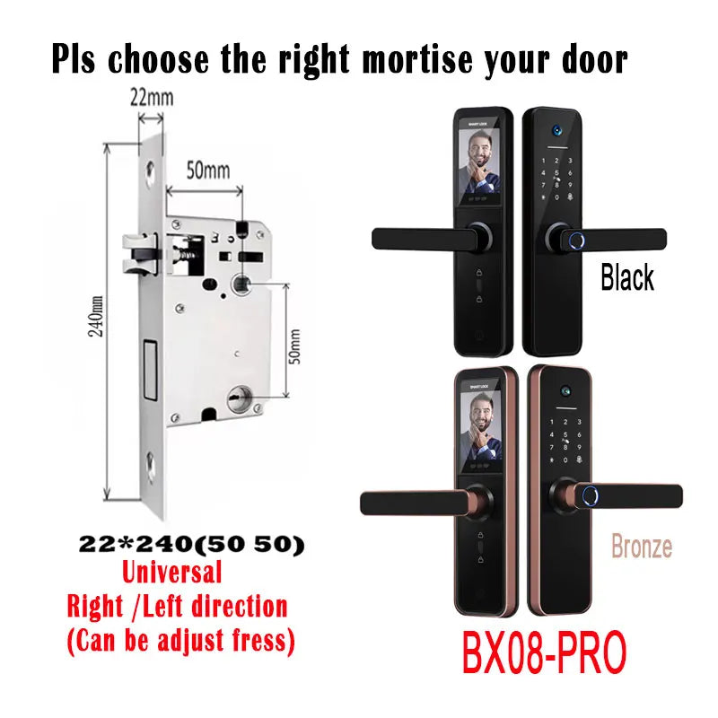 Tuya visual Wifi Digital Electronic Smart Fingerprint Door Lock With Biometric Camera intelligence Card Password Key Unlock
