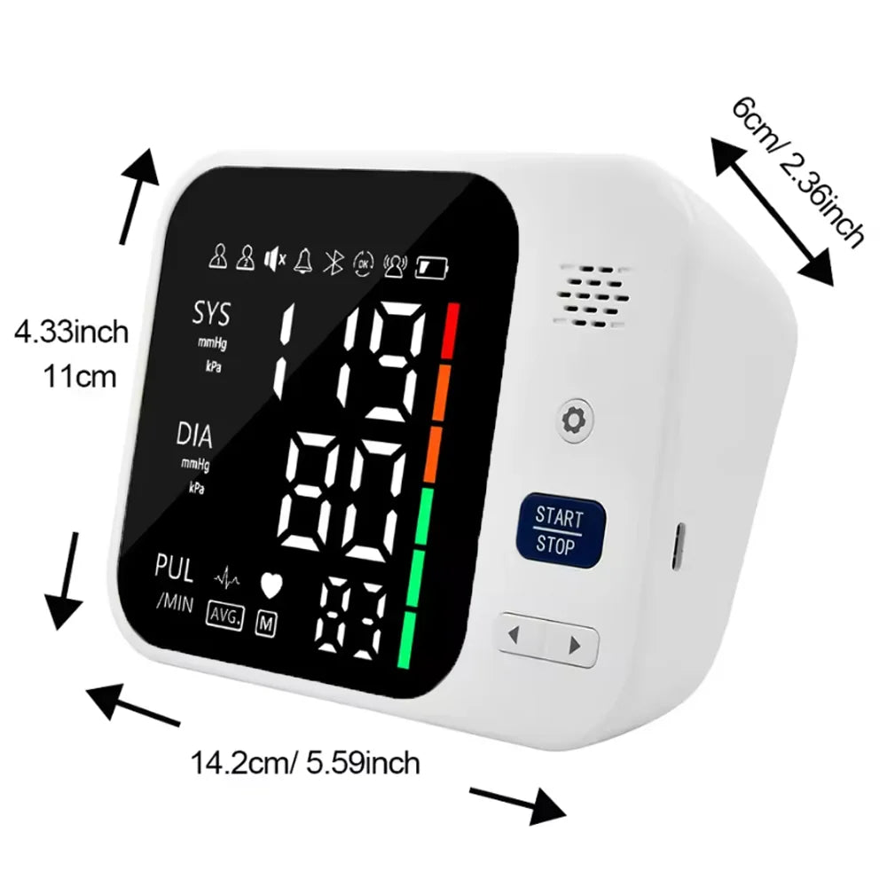 Automatic Digital Blood Pressure Monitor Upper Arm with Arrhythmia Detection 36cm Adjustable Cuff LED Display Health Tonometer