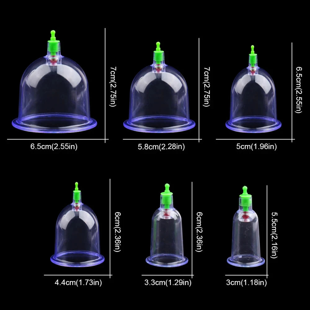 Vacuum Cupping Massage Kit with 6 Suction Cups - Tidesmit Body Shaping Massage Equipment Tidesmit