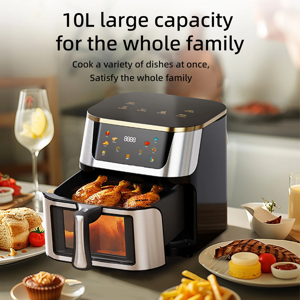 Best Selling Air Fryer 10L with Easy-View Window, Touch Controls, Nonstick, Low Fat Healthy Oil Free Frying