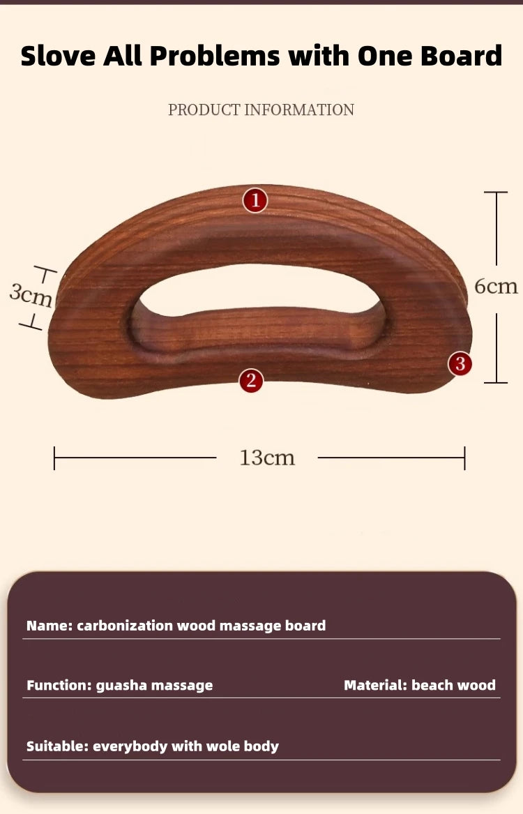 Gua Sha Wood Massage Tool for Lymphatic Drainage and Stress Relief Relaxation Treatment Tidesmit