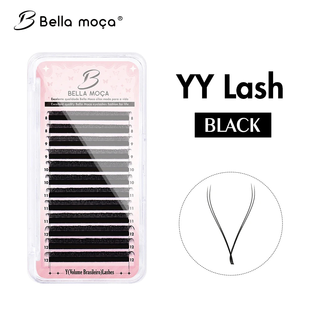 YY Shaped Eyelash Extensions 0.07mm D Curl Matte Faux Mink Lash False Eyelashes black yy lashes Tidesmit