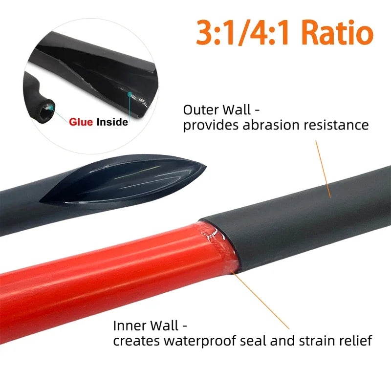 1~10m 3:1/4:1 Ratio With Glue Heat Shrink Tube ID 1.6mm - 50mm Adhesive Lined  Dual Wall Polyolefin ﻿Wrap Cable Protect Sleeve