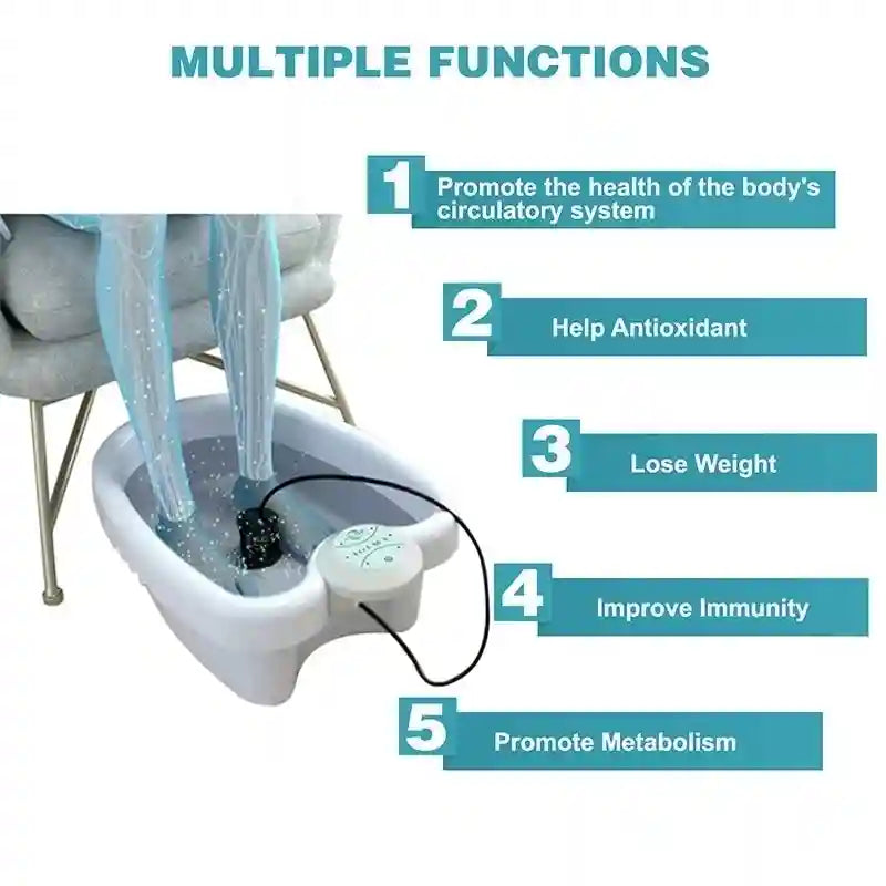 Ionic foot detox spa machine with white basin and control unit for home wellness and stress relief therapy.