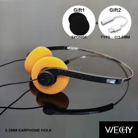 Retro Wired Headphones with Microphone - Lightweight Over-Ear Design Orange-add-Android Tidesmit