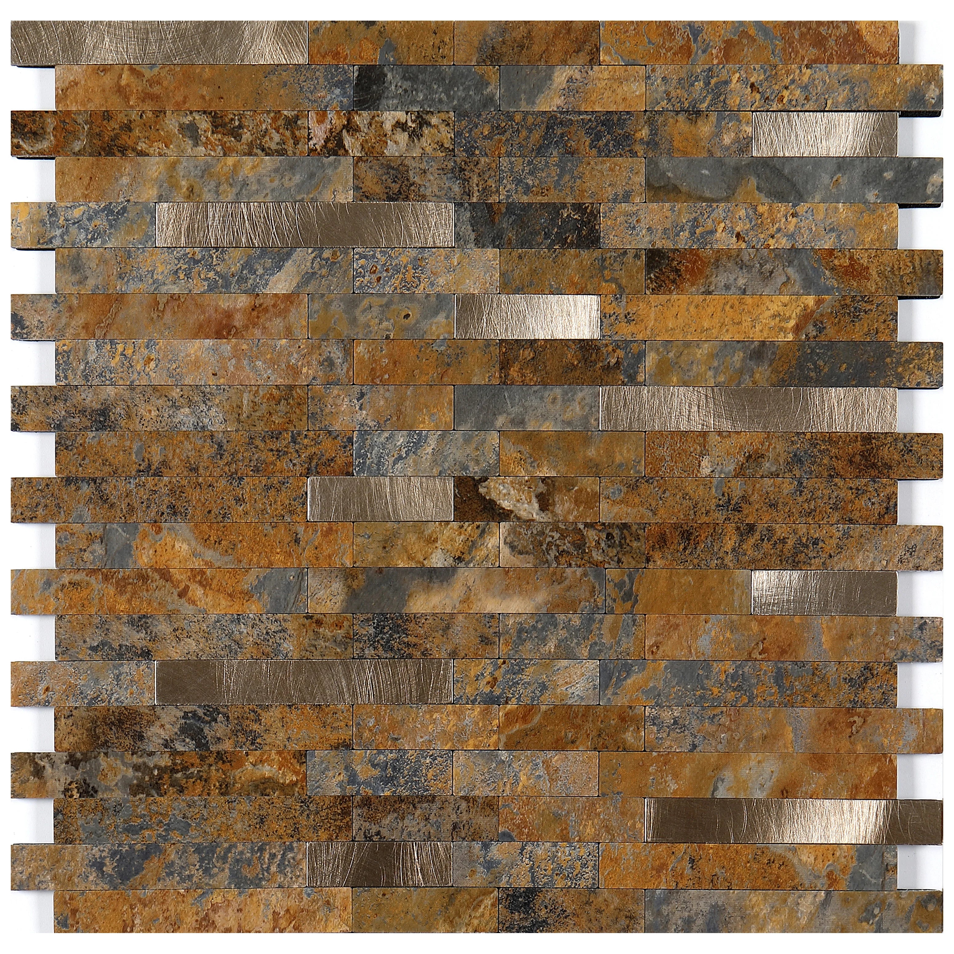 Peel and Stick Backsplash, PVC Mixed Metal Self Adhesive Wall Tiles, Stick on Backsplash Tiles for Kitchen Bathroom