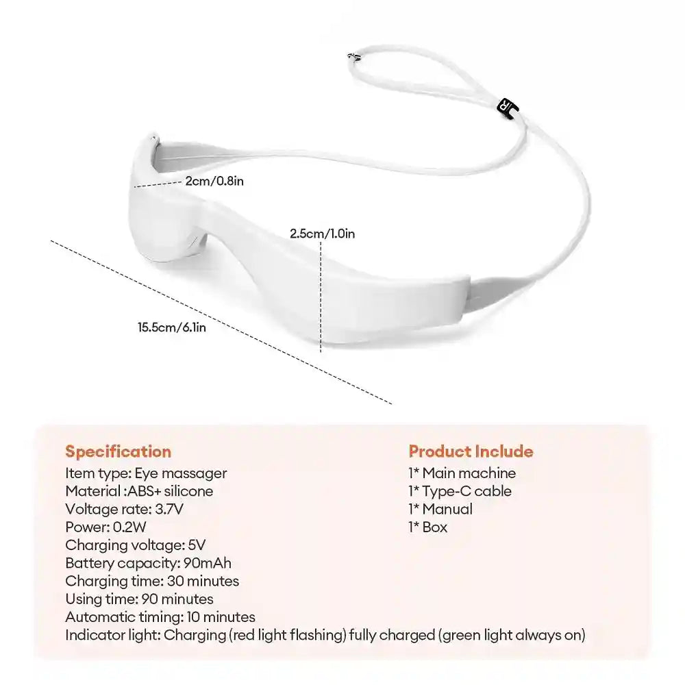 3D Heated Eye Massager Glasses - Portable Fatigue Relief USB Device Eye Massage Instrument Tidesmit
