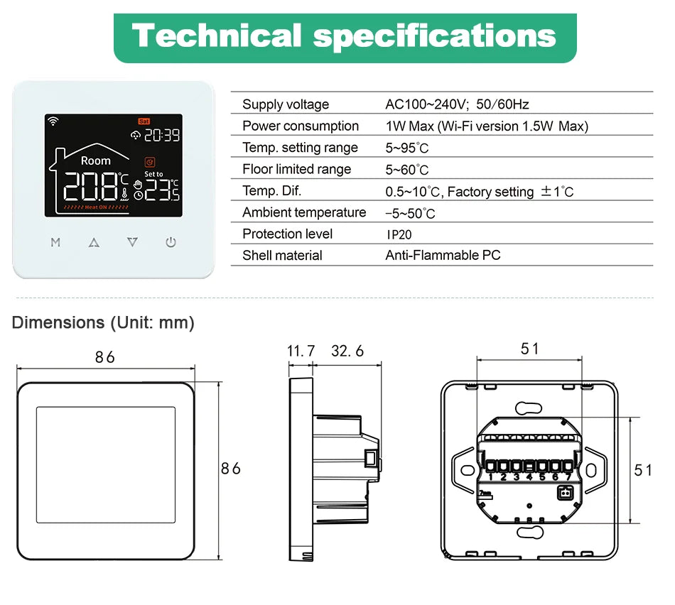 Tuya Smart Home Wifi Thermostat For Underfloor Heating Smart Thermostat Boiler Temperature Controller 220V Alexa Google Home