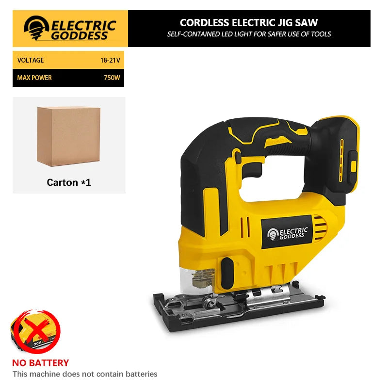 Cordless Jigsaw 3500RPM Electric Saw 45 Degree Cutting Angle Jigsaw Woodworking Tools For Dewalt 20V Battery Pin