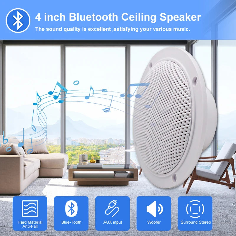 Herdio 4 Inch Ceiling Speaker 160W Waterproof Surround Sound for Kitchen Bathroom Yacht Outdoor Theater Home In-Wall 2-Pack
