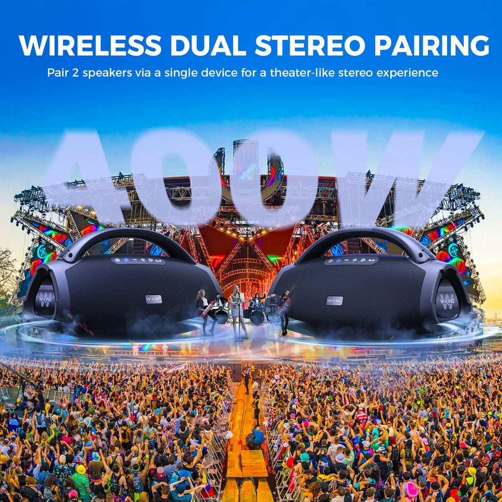 W-KING X20 Portable Bluetooth Speakers, 200W RMS Massive Bass Party Boombox IPX7 Waterproof Speaker Large, Loud Outdoor Boombox