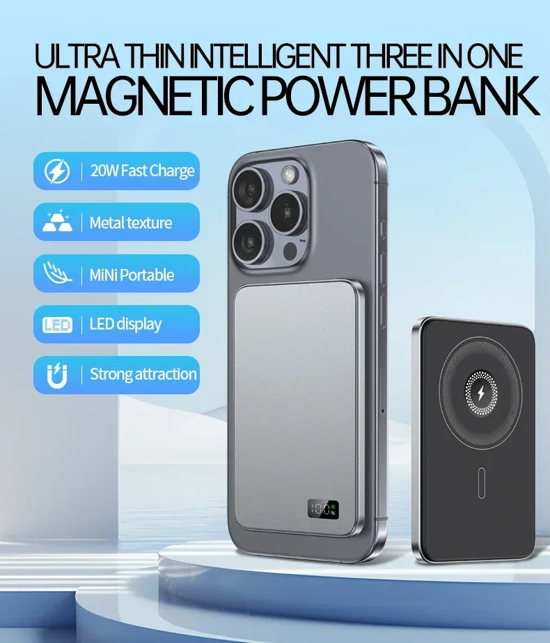 Magnetic Power Bank for iPhone 16 - Fast Wireless Charging Battery Tidesmit