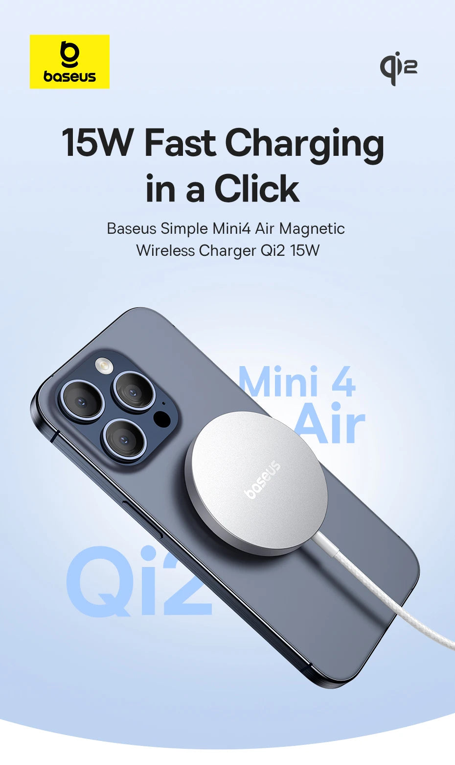 15W MagSafe Compatible Wireless Charger for iPhone 16 Series Tidesmit