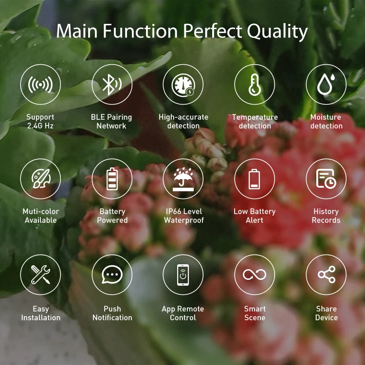 Tuya WiFi Smart Soil Sensor IP66 Waterproof BT 5.0 Garden Automatic Temperature Moisture Detection Smart Scene Linkage For Plant