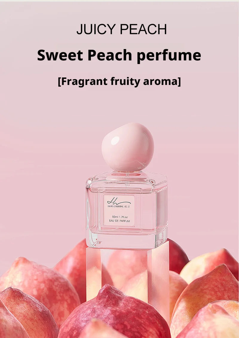 Hope Christine 50ml EDP for women: square bottle, sweet fruity peach vanilla scent, long-lasting fragrance spray.