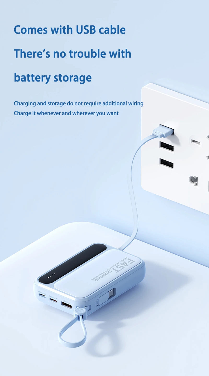 Portable Power Bank with Built-in Cables - Fast Charging 50000mAh Tidesmit
