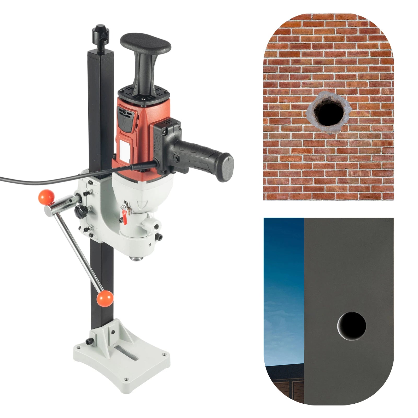 2200W Diamond Core Drill Rig Dry Wet Dual Use Handheld Vertical 2-in-1 Concrete Drilling Machine 180MM EU Plug