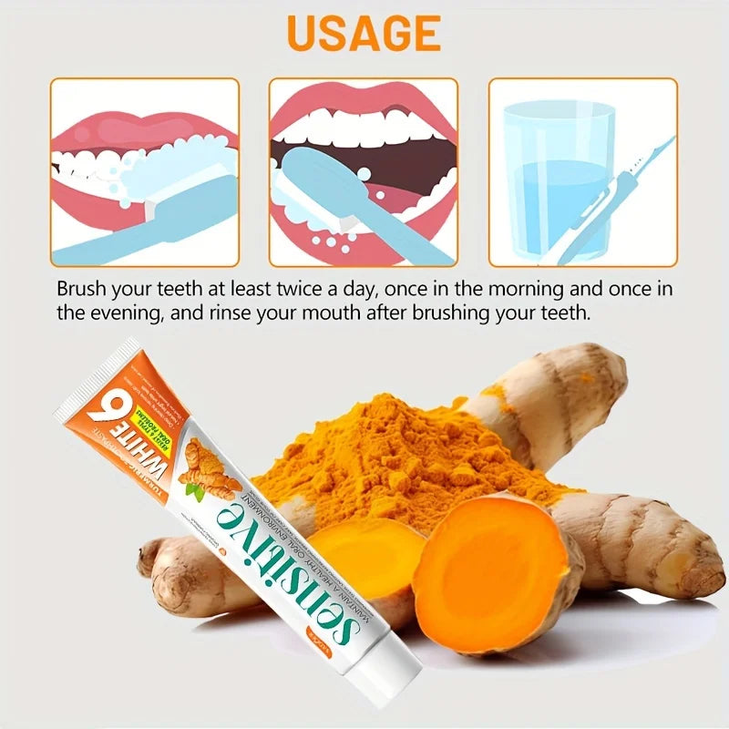 Tidesmit turmeric toothpaste for natural teeth whitening, deep cleaning, and fresh breath, 100g tube.