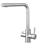 3-way kitchen faucet with 2 handles-Kitchen mixer with hot and cold water and purified water-360° swivel sink faucet-Brushed stainless steel